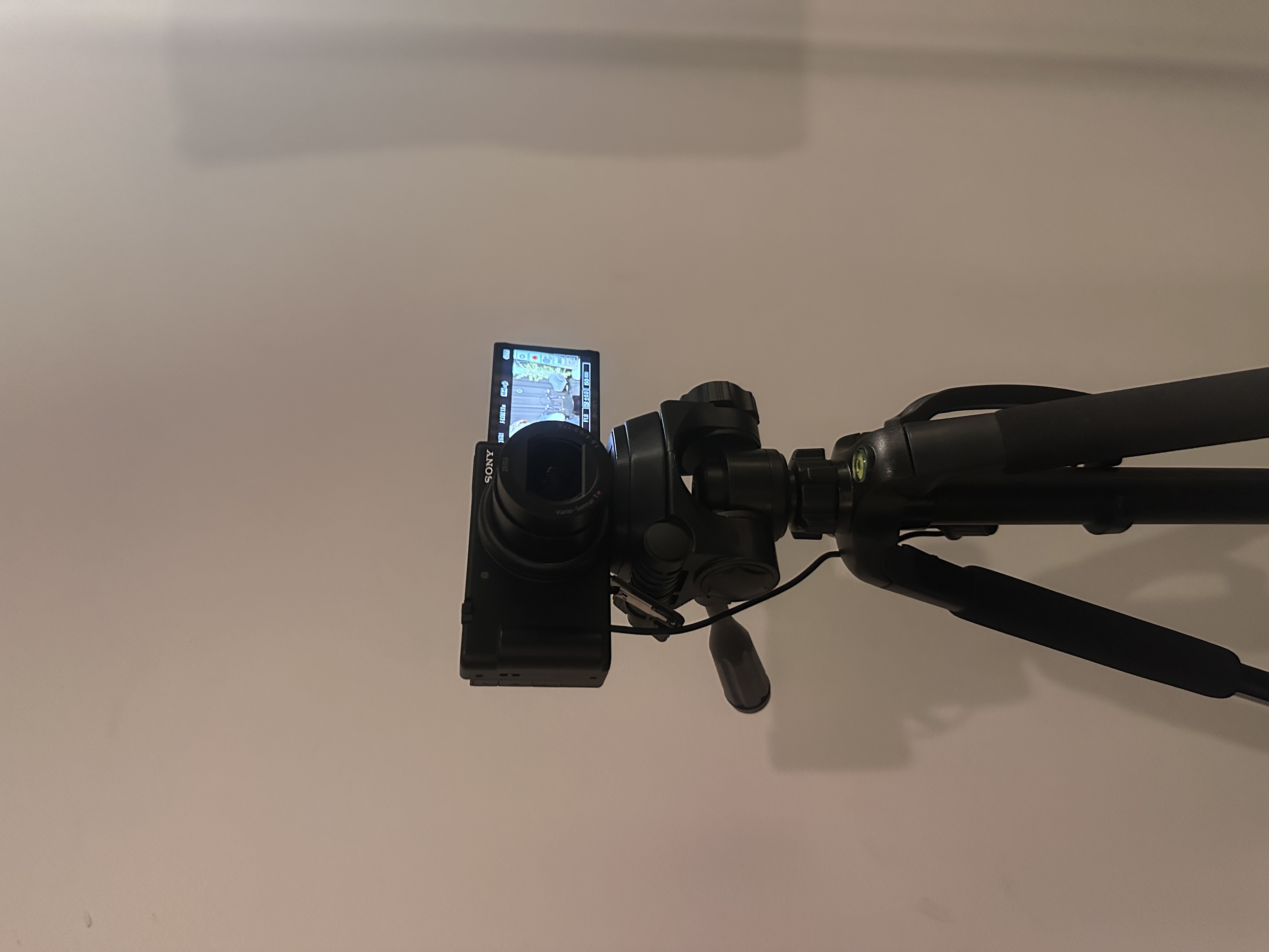 Sony camera on tripod with flip screen